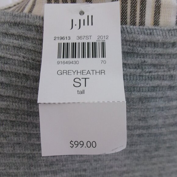 New J. Jill Sweater Sheath Dress Gray Long Sleeve Round Neck Pockets Small Tall - Picture 2 of 9
